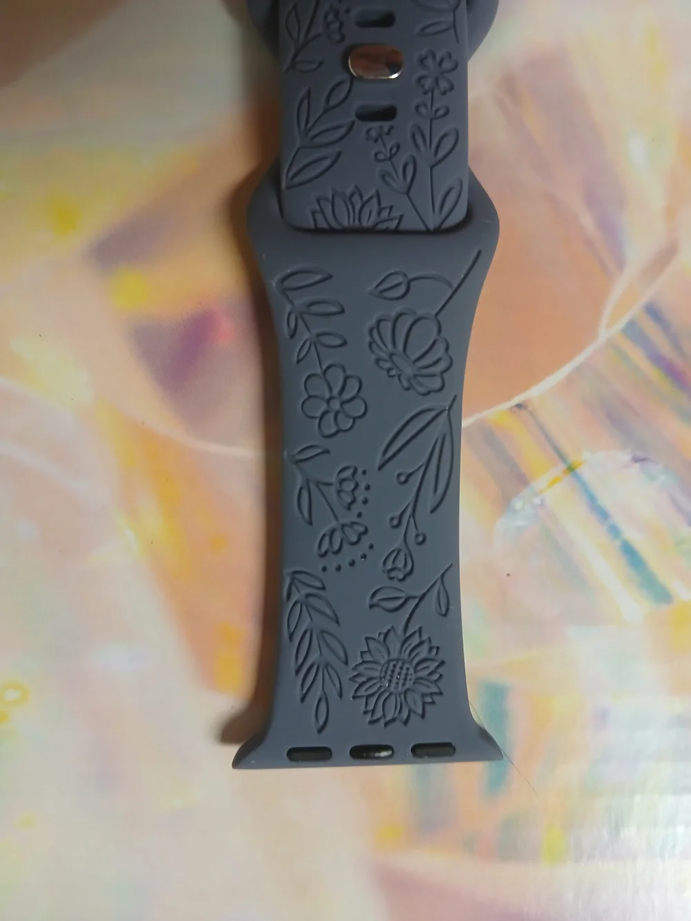 Floral Silicone Watch Band in Blue